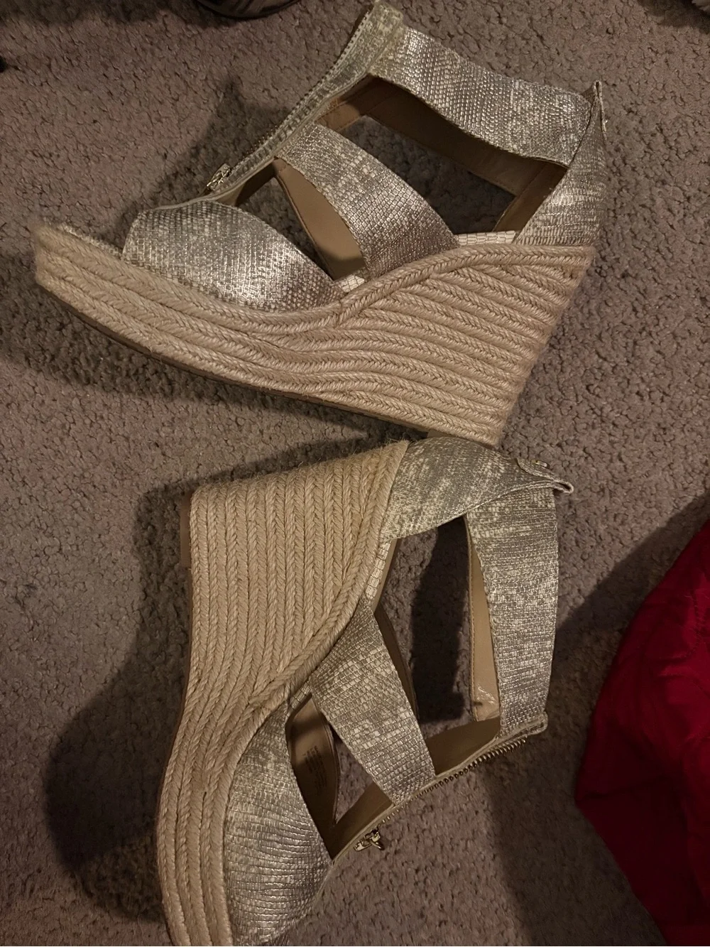 Michael Kors Metallic Gold Zip Wedge Sandals